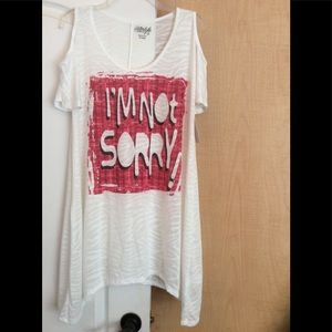 New White color/sheer/printed front women top 1X